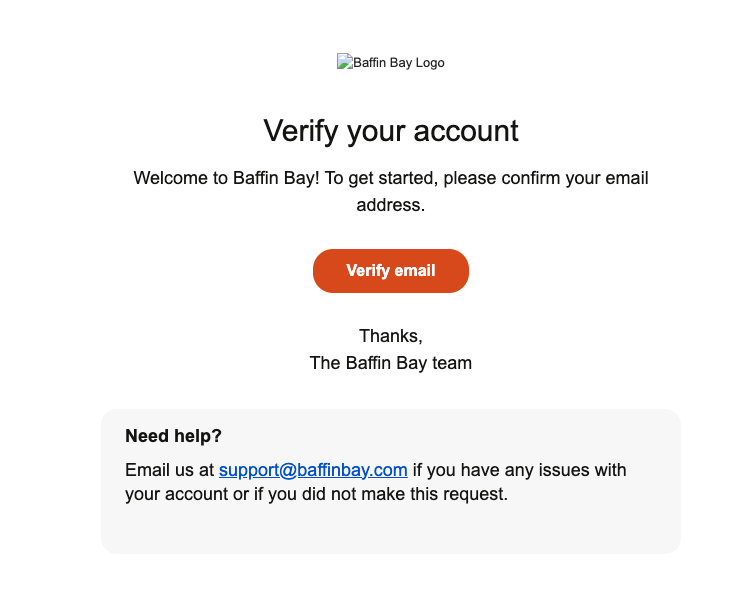 Account verification email
