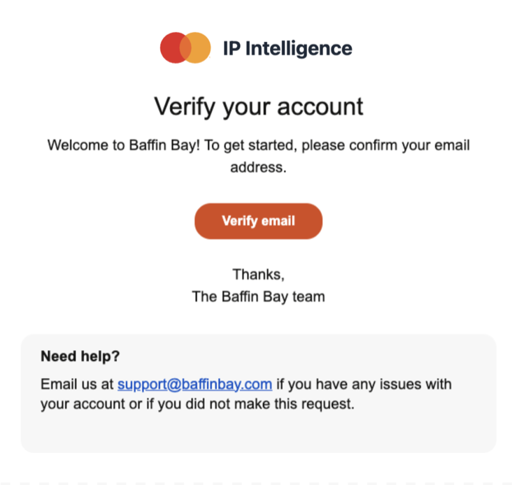 Account verification email