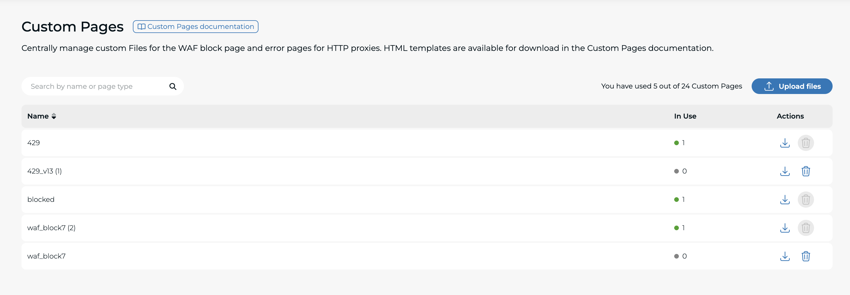 Custom pages