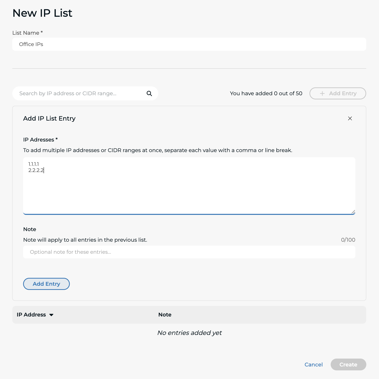 Create IP List