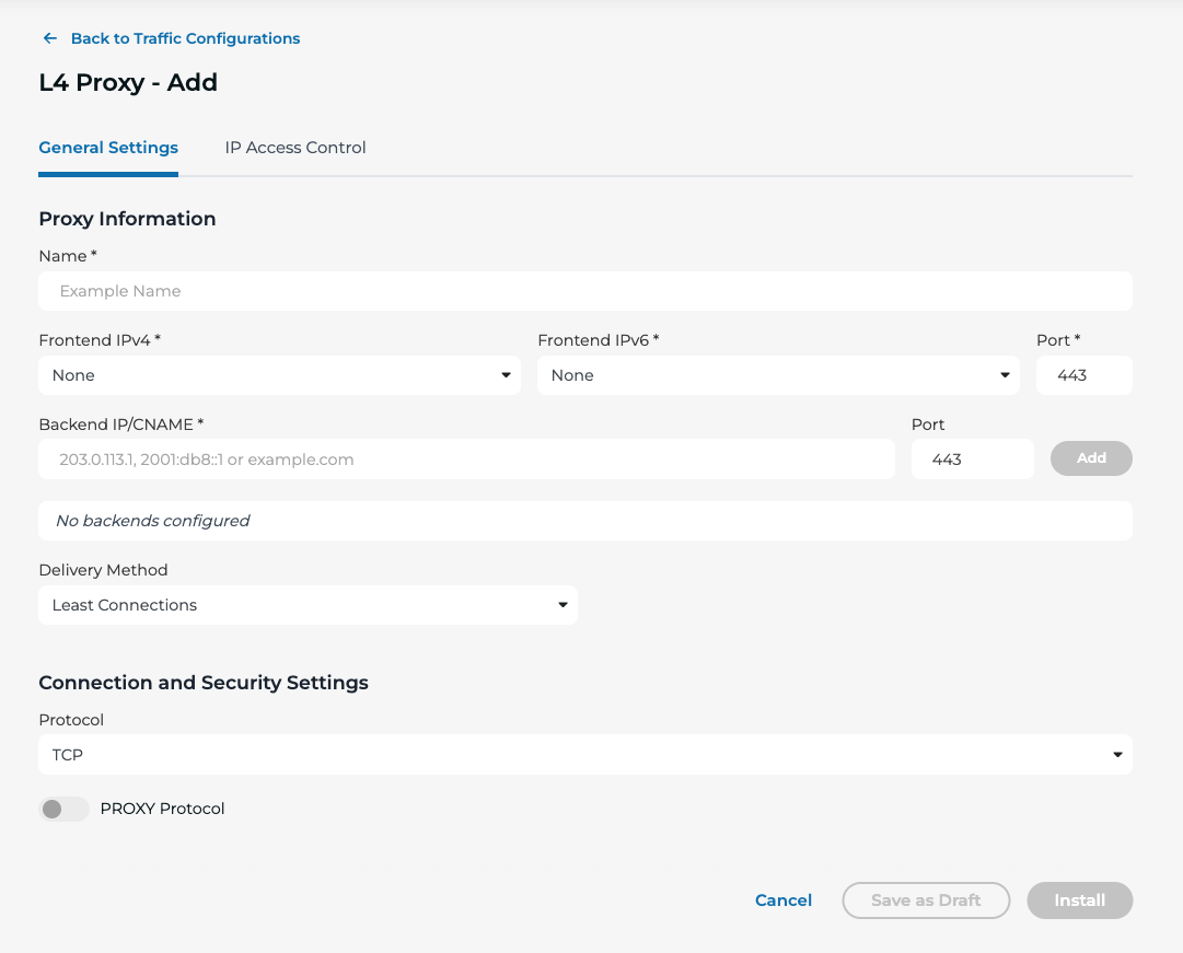 L4 proxy general settings 