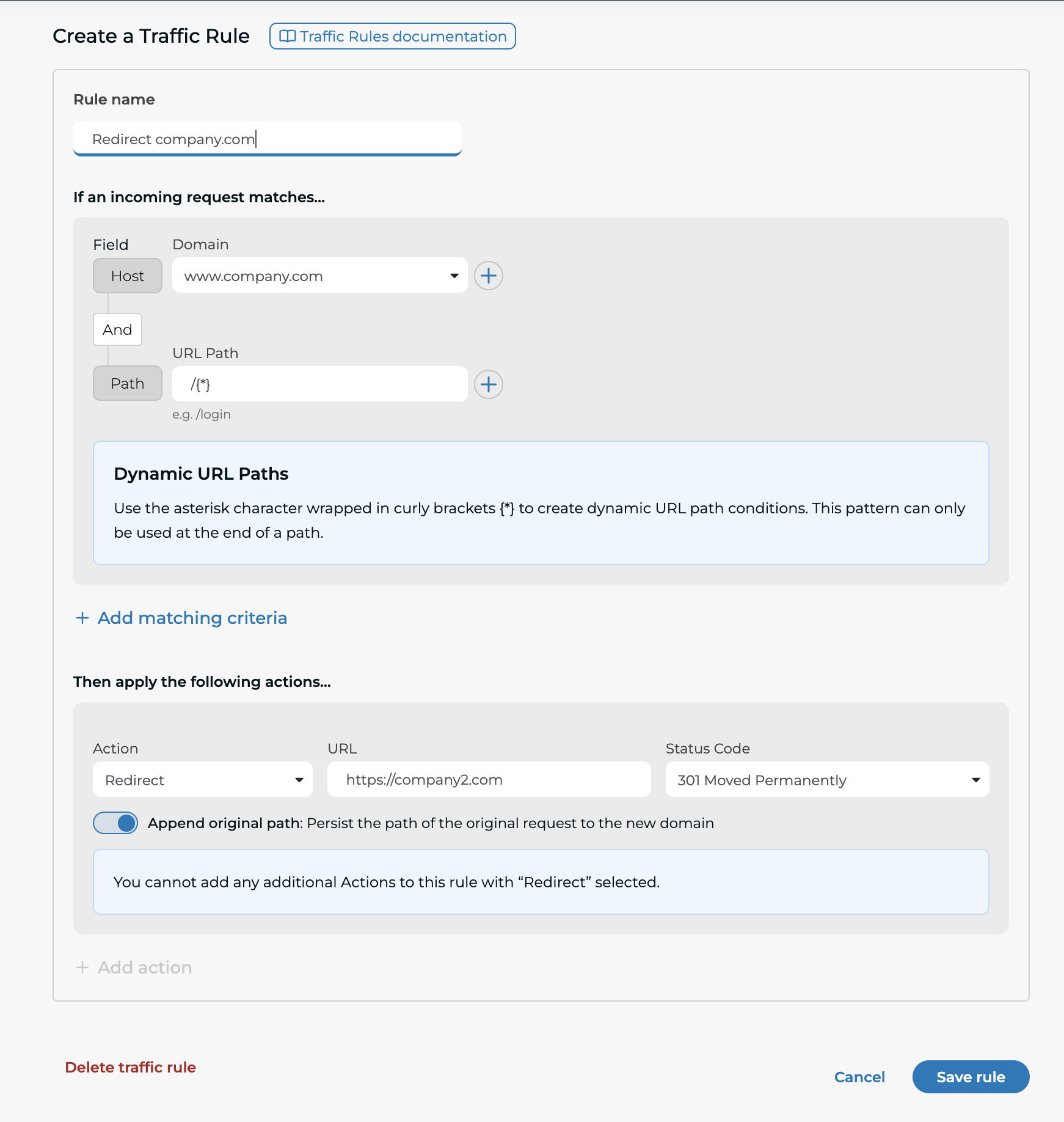 Traffic Rules - Match on Host + Path screenshot