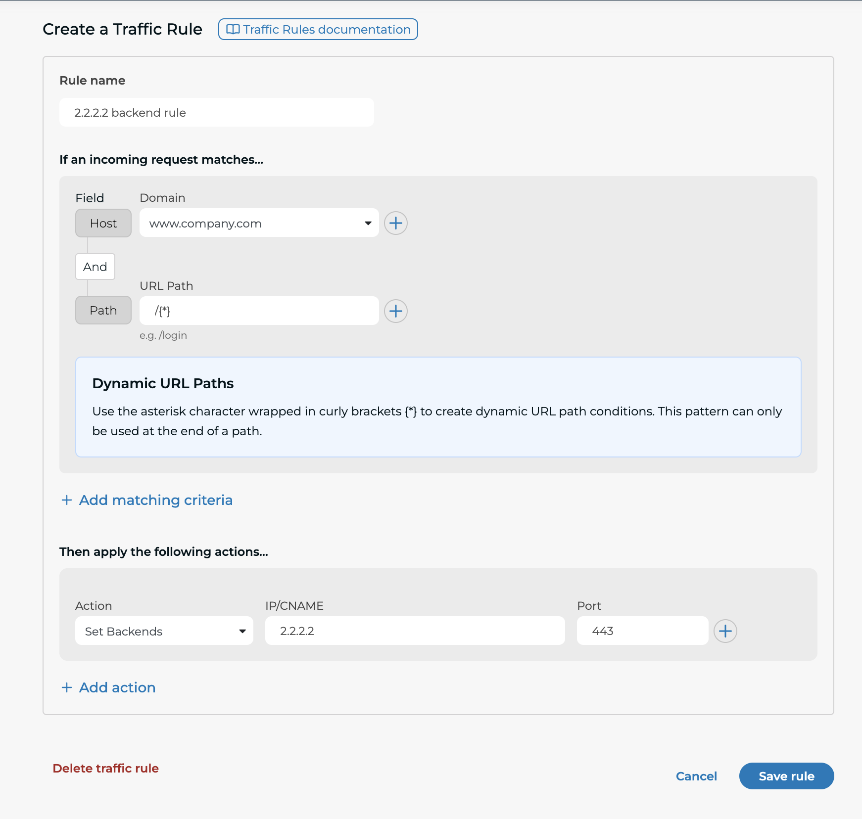 Traffic Rules - Match on Host + Path screenshot